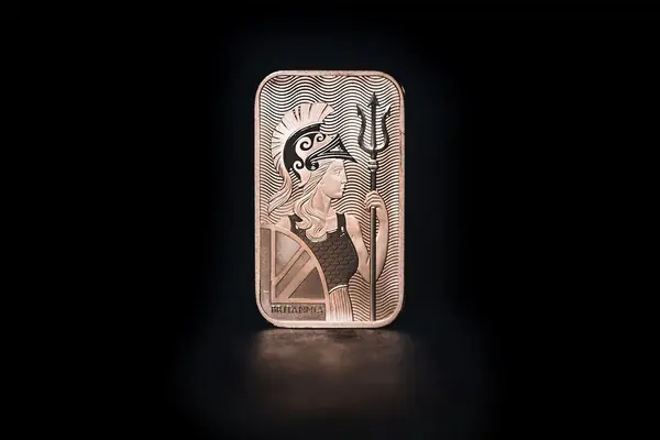 Barra de metal precioso com relevo de Atena
